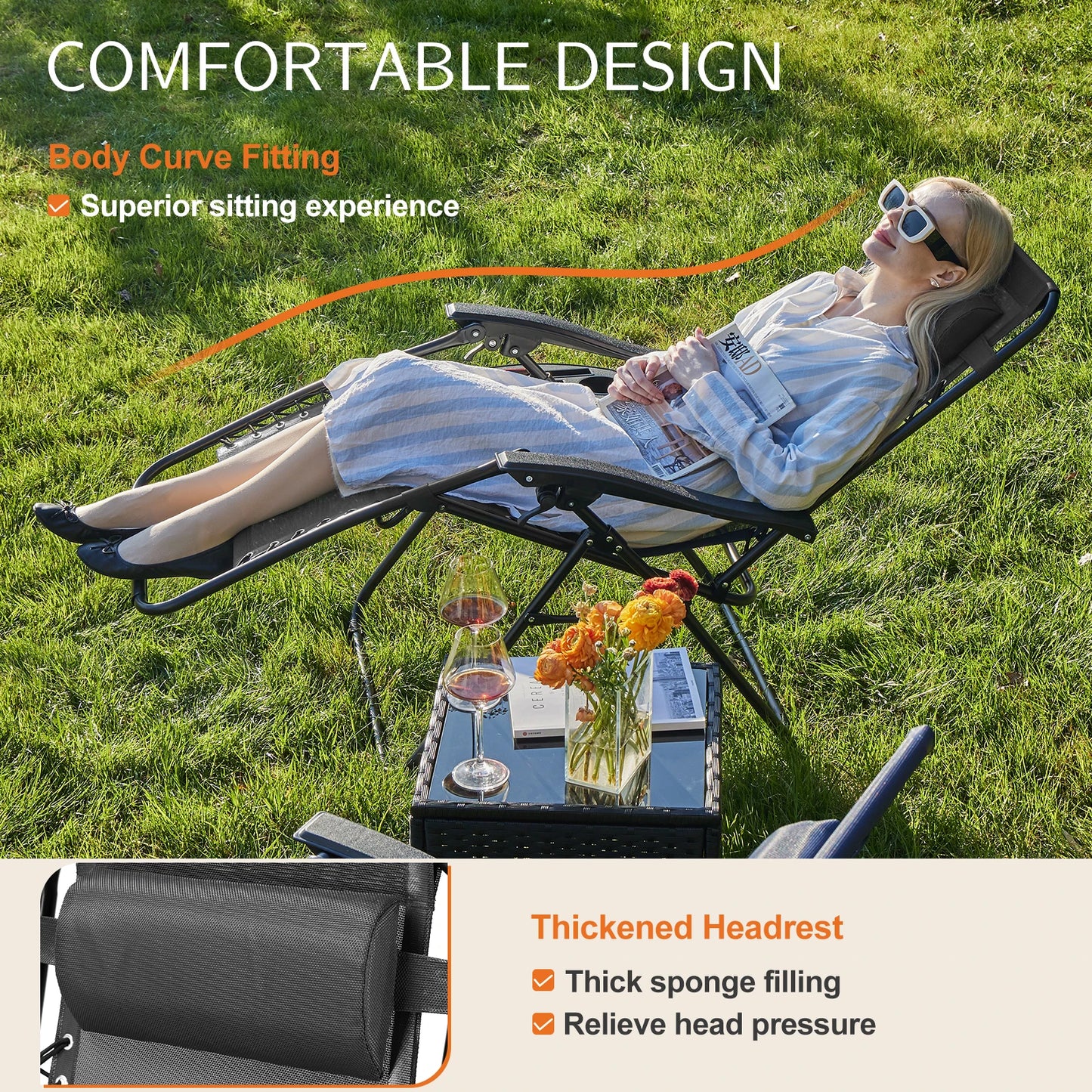 Set of 2 Outdoor Lounge Chair